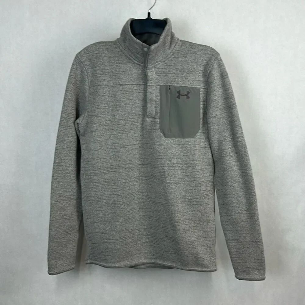 Under Armour UA Specialist Henley 2.0 Pullover Mens Sz Small Loose Fit Gray Knit